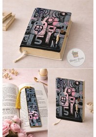 Resim Kitap Kılıfı Ve Metal Kitap Ayracı Seti Black Cartoon 