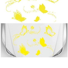 Resim Sones D-907 Kelebekler Desenli Araba Modifiyeli Dekoratif Etiket Sarı 