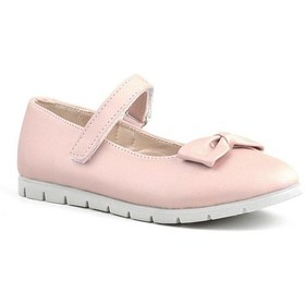 Resim Rakerplus Pudra Pembe Fiyonklu Cırtlı Kız Çocuk Babet Ayakkabı - 27 Pudra 
