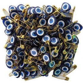 Resim Lacivert Nazar Boncuklu Çengelli İğne 100 Adet 