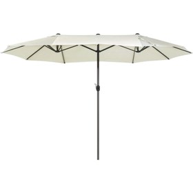 Resim SIBILLA 460 cm Çiftli Bahçe Şemsiyesi, Oval Gölgelik, UPF 30+, Alüminyum Gövde - Bej 