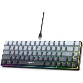 Resim Hxsj V200 Renk Gradyanlı 68 Tuşlu Rgb Arka Işık Kablosuz Membran Klavye Kırmızı 