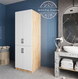 Resim Venedik Çamaşır Ve Kurutma Makinesi Dolabı Banyo Dolabı Çam Beyaz Çam - Beyaz 