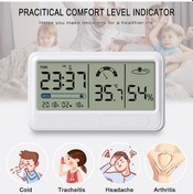 Resim Konfor Sıcaklık Ve Nem Saat Dijital Higrometre İç Mekan Beyaz 