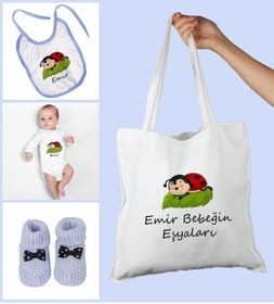 Resim Ejoya Bebeklere Özel Çantasında Kişiye Özel Zıbın Önük Ve Patik Bebek Hediye Seti 109759 