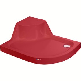 Resim Asimetrik Monoblok Oturmalı Duş Teknesi | Sanacryl - 80x100 / Kırmızı / Oturmalı 