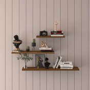 Resim Asra Trend Doğal Modern Organizer Düzenleyici Dekoratif Kitaplık Banyo Mutfak 3'lü Duvar Rafı 