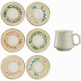 Resim Sandro Moreno 1453 Şal Double Geometrik Gold 12 Parça 6 Kişilik Kahve Fincan Takımı 120 ml 