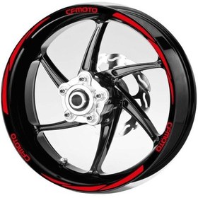 Resim Kırmızı Cfmoto Yazı 3 Parçalı Reflektif Kırmızı Jant Şeridi 