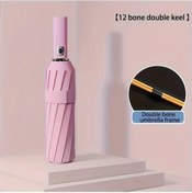 Resim Oldfriend Pembe Büyük Otomatik Katlanır Şemsiye Rüzgar Geçirmez 12 Bölmeli Kompakt Çift Kişilik 
