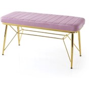 Resim Evistro Bench Puf Metal Retro Ayaklı Pembe Babyface Kumaş 