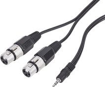 Resim 3.5 mm Stereo Erkek to 2 Xlr Dişi Kablo 3 metre 