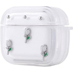 Resim Ekılıf - Apple Uyumlu AirPods 4. Nesil - Kılıf Airbag Tasarımlı Simli Şeffaf Kutup Kılıf - Airbag 44 - Lale - T36623 Lale 