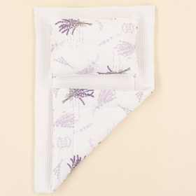 Resim Alt Açma Matı ve Yastık - Çift Taraflı - Beyaz Petek - Lavanta 