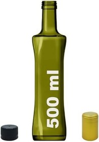 Resim 500 ml Yeşil Geolive Kilitli Kapaklı Ve Kapüşonlu 500 Cc Kavisli Cam Şişe 12 Adet 