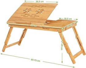 Resim SONGMICS Bambu Dizüstü Bilgisayar Standı, Yükseklik Ayarlanabilir, Yatak Masası, 5 Eğim Açısı, Çekmeceli LLD001 