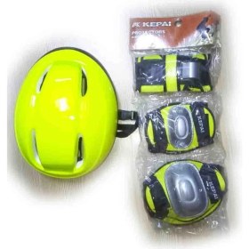 Resim Top Rock Store Sarı Kask Dizlik Dirseklik Eldiven Koruyucu Set 