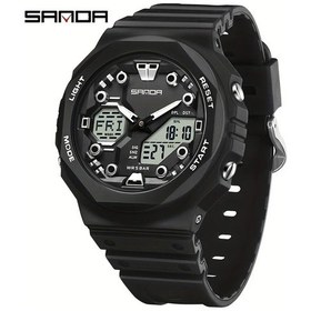 Resim Oldfriend Siyah Beyaz Sanda Erkek Büyük Kadranlı Çok Fonksiyonlu Suya Dayanıklı Spor Saati Diğer 