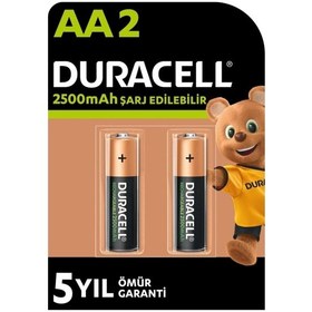 Resim Duracell HR6/DX1500 2500 mAh AA Şarj Edilebilen Kalem Pil 2'li 