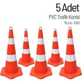 Resim 5'li Pvc Trafik Konisi Seti 75 Cm Eko Trafik Dubası-3622 