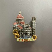 Resim 1 adet Yaratıcı 3D Floransa Duomo Buzdolabı Mıknatısı - Ayçiçeklerle İtalyan Katedrali Santa Maria del Fiore Minyatürü, Dayanıklı ABS Malzeme, Seyahat Hatıraları & Ev Dekoru için İdeal 