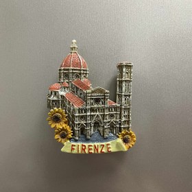 Resim 1 adet Yaratıcı 3D Floransa Duomo Buzdolabı Mıknatısı - Ayçiçeklerle İtalyan Katedrali Santa Maria del Fiore Minyatürü, Dayanıklı ABS Malzeme, Seyahat Hatıraları & Ev Dekoru için İdeal 