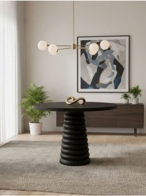 Resim Spirra Yuvarlak Ahşap Yemek Masası 120x120 Siyah 