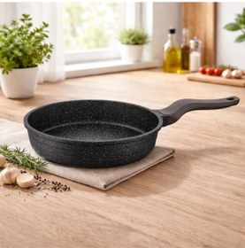 Resim Elexsus 26 Cm Döküm Granit Tava Siyah Yapışmaz 