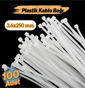 Resim zimak Plastik Cırt Kelepçe 3.6x250 mm Kablo Bağı Beyaz (100 Adet) 
