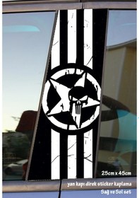 Resim Askeri Star Yıldız Sticker Yan Kapı Direk Kaplama 2li Sol Sağ Takım Yapıştırma 