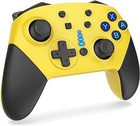 Resim Cykeod Switch Controllers, 1200mAh Battery Wireless Switch Pro Controller for Switch/Lite/OLED, Bluetooth Switch Remote Gamepad with Joystick with Turbo Wake Up Vibration Motion Control Yellow 