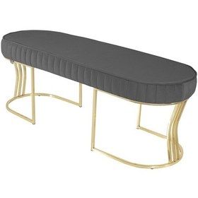 Resim Viego Gold Striped- Gri Kapitoneli Chester Model Puf & Bench & Koltuk & Uzun Makyaj Puff & Yatak Ucu &önü 