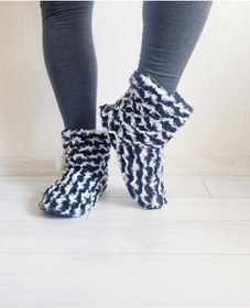 Resim Kadın Kışlık Panduf Siyah - Beyaz 