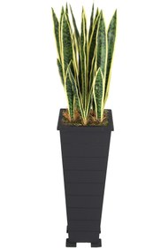 Resim Yapay Çiçek Deposu Ahşap Saksıda Yapay Paşa Kılıcı Sansevieria Ağacı 125 Cm 
