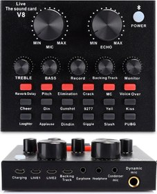Resim Tenfowee V8 Bluetooth Canlı Yayın Ses Kartı - 112 Elektroakustik, 18 Ses Efekti, 6 Mod, Mikrofon Ve Reverb Ayarı, Cep Telefonu/bilgisayar Desteği Diğer 