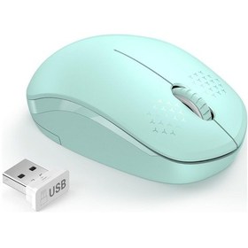 Resim Kablosuz Fare, Usb Alıcılı 2.4g Sessiz Fare - Taşınabilir Bilgisayar Fareleri - Nane Yeşili 
