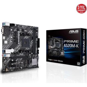 Resim Asus Prıme A520M-K Amd A520 Am4 Ddr4 4400 HDMI VGA M2 Usb3.2 Matx 