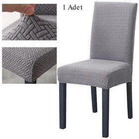Resim StarMall Tuğla Desen Likrali Jakarlı Kümaş Sandalye Örtüsü, Lastikli, Esnekli Sandalye Kılıfı 1 Adet Gri 