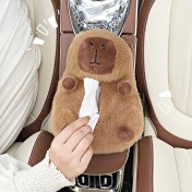 Resim Sevimli Karikatür Araba Mendil Kutusu Yaratıcı Kısa Peluş Mendil Kutusu Araba Koltuğu Mendil Kutusu 