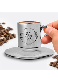 Resim Baş Harfli Çiftlere Özel Gümüş Kahve Fincanı 