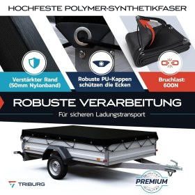 Resim Triburg Ince Ilmikli Römork Ağı 1,5 x 2,2 M, Uv Korumalı Yük Emniyet Ağı, Alman Üretimi 