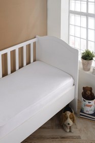 Resim Lady Home %100 Pamuklu Bebek-Çocuk Organik Pamuk Lastikli Penye Çarşaf 60x120 - 70x140 Uyumlu Beyaz 
