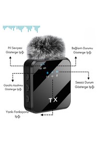 Resim 2 Li Kablosuz Yaka Mikrofonu Apple Uyumlu iOS Android Kamera Usb-c Video 