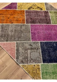 Resim Tuğra Halı El Dokuma Patchwork Yün Halı 160 X 230 Ebat 
