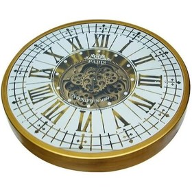 Resim Yuvarlak Roma Rakamlı Goldoksit Çarklı Metal Duvar Saati Renkli 