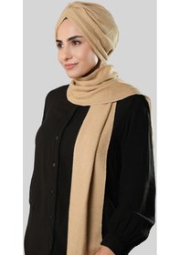 Resim Hürrem Bone Bej Kışlık Kendinden Atkılı Peluş Tesettür Bone Jakar Düz 2329 12 Bej 