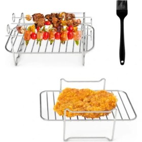 Resim Dikdörtgen Izgara Şiş Ninja Havalı Fritöz Aksesuarı 3'lü Paket (Yurt Dışından) 