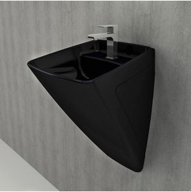 Resim Bocchi Firenze Asma Monoblok Lavabo, 48 Cm, Parlak Siyah 