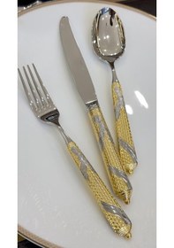 Resim Joy Carmen Embossed Gold 89 Parça Çatal Kaşık Bıçak Takımı 