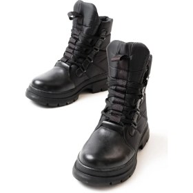 Resim İnfon Ayakkabı Marketi ASM-083 Siyah Bağcıklı Su Geçirmez Kadın Kar Botu 